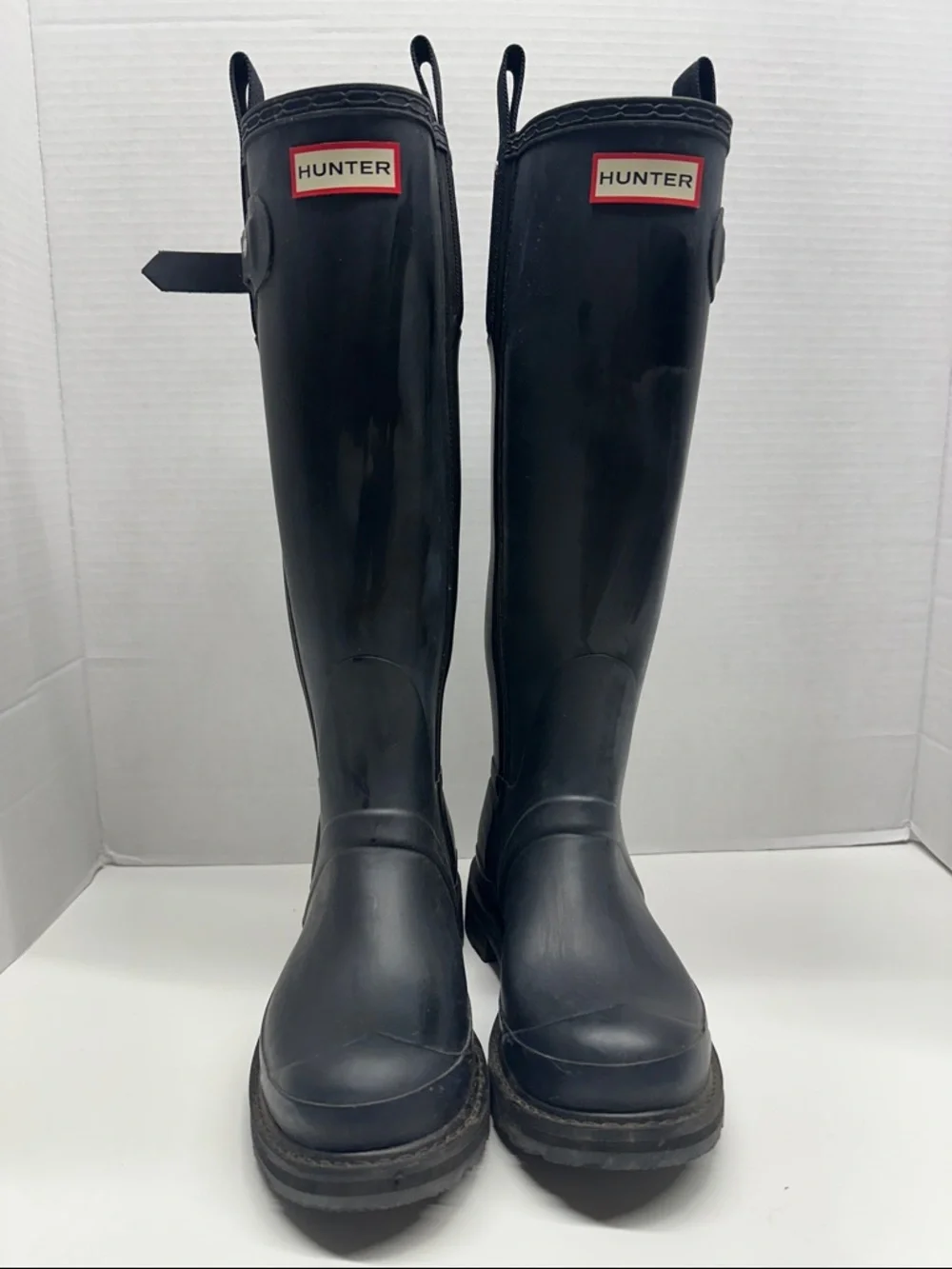 Hunter Rain Boots Boot Tall Pull On Tab Waterproof Matte Black Women's Size 6